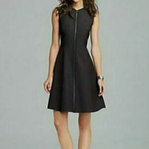 NEW T Tahari Tristen Panel Front Zip Fit & Flare Dress Black, Size 2